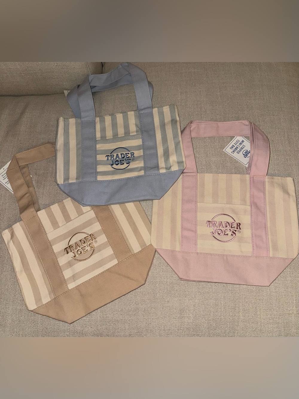 Striped Canvas Tote - Pink
